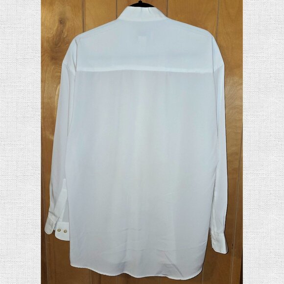 Men's White Nehru Collar 100% Polyester Shirt  Size Medium - Picture 2 of 4